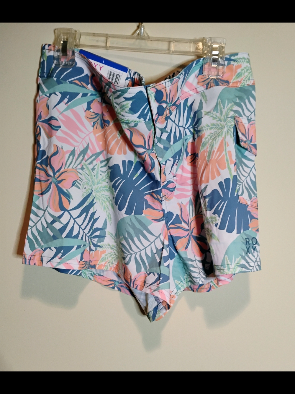 Roxy Women's Board Shorts Tropical Multi Print Pink/Bl/Gr Size M 3.25" Inseam